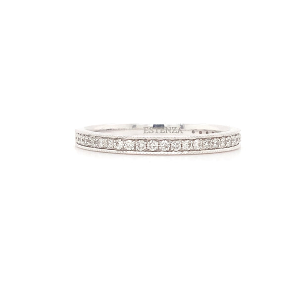 filigree milgrain beaded stackable diamond band 14k white gold 0.25