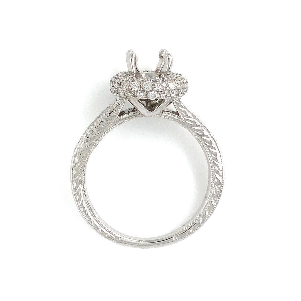 costar antique filigree halo semi mounting diamonds 0.75ctw 14k white gold