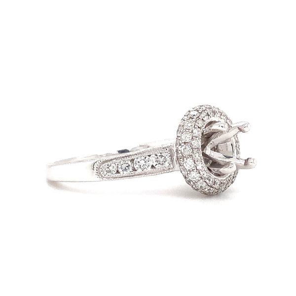 costar antique filigree halo semi mounting diamonds 0.75ctw 14k white gold