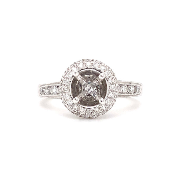 costar antique filigree halo semi mounting diamonds 0.75ctw 14k white gold