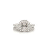 diamond halo semi mounting wedding set with matching band 56 round brilliant diamonds equals .48 ctw 18k white gold