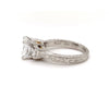 hand engraved 3 stone platinum and 18karat gold diamond 2.06 cts. tw. engagement ring .