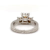 hand engraved 3 stone platinum and 18karat gold diamond 2.06 cts. tw. engagement ring .