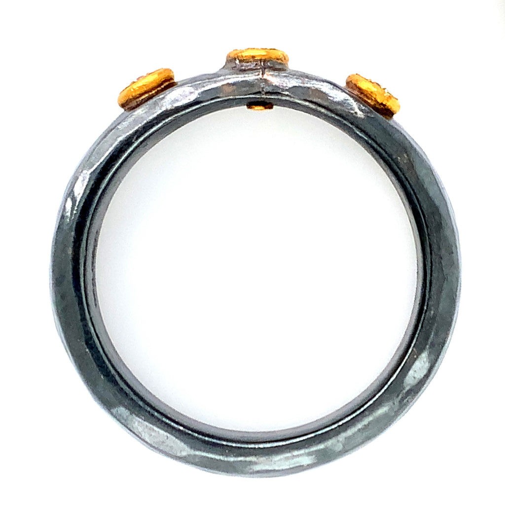 Lika Behar Collection Stockholm Ring 3 Round Brilliant Diamonds 24k Gold and Oxidized Sterling silver - Image 3 of 3