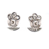 vintage inspired fine columbian emerald and diamond halo post earrings in 14 kt white gold