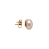 pinkish freshwater pearl stud earrings in 14k of yellow gold
