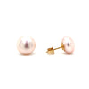pinkish freshwater pearl stud earrings in 14k of yellow gold