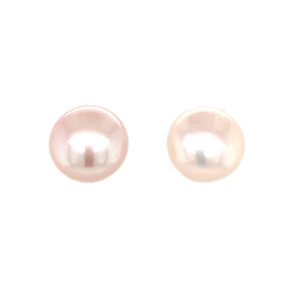 pinkish freshwater pearl stud earrings in 14k of yellow gold