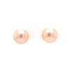 peach freshwater pearl stud earrings in 14k yellow gold