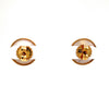 bezel wrapped freshwater mabe pearl earrings in 14k yellow gold