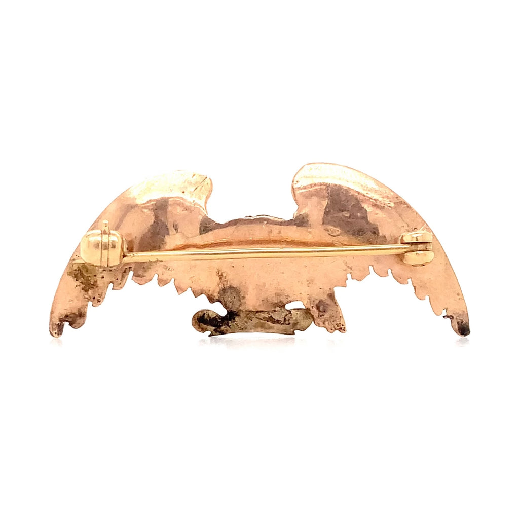 antique bald eagle  lapel - pin- brooch in 14 karat rose gold