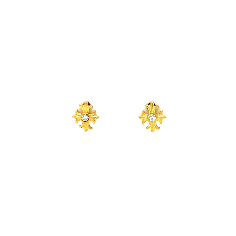 jj marco petite diamond post earrings in 18 kt yellow gold matt finish