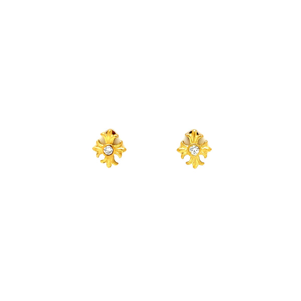 jj marco petite diamond post earrings in 18 kt yellow gold matt finish