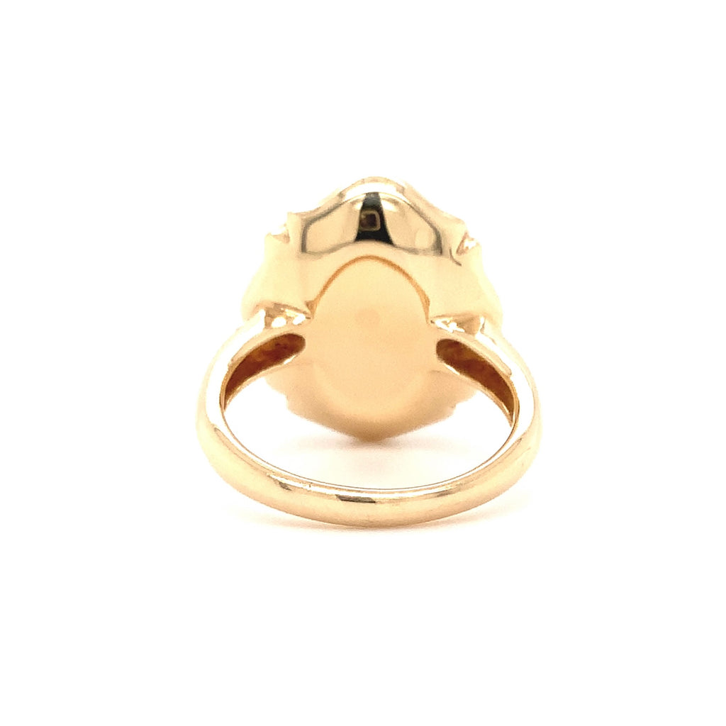 asba collection natural australian light opal diamond halo ring in 14k yellow gold