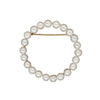 vintage cultured pearl circle pin - brooch in 14 kt yellow gold
