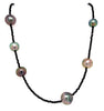  cultured tahitian black pearl and black spinal faceted beads 28 inch necklace.