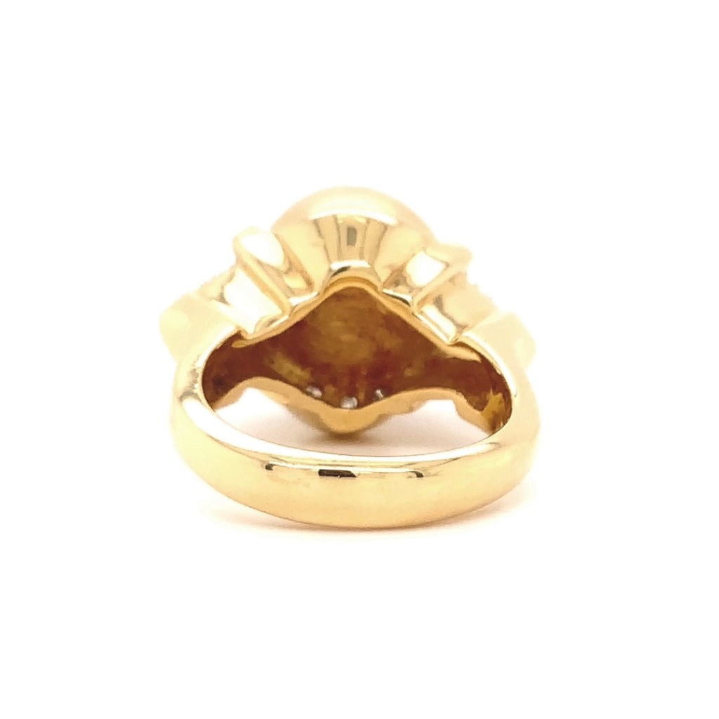custom one of a kind golden yellow south sea pearl and trillion diamond ring 18k yellow gold