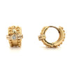 beaded bezel set diamond huggie earring 14k yellow and white gold
