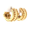 beaded bezel set diamond huggie earring 14k yellow and white gold