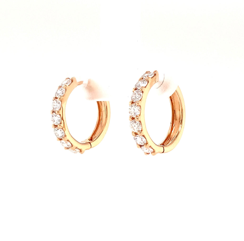 diamond 0.69cts huggie  earring.18 karat rose gold.