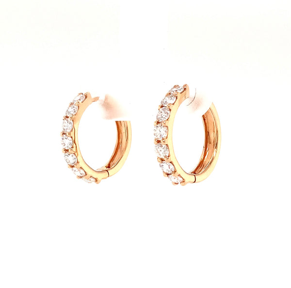 diamond 0.69cts huggie  earring.18 karat rose gold.