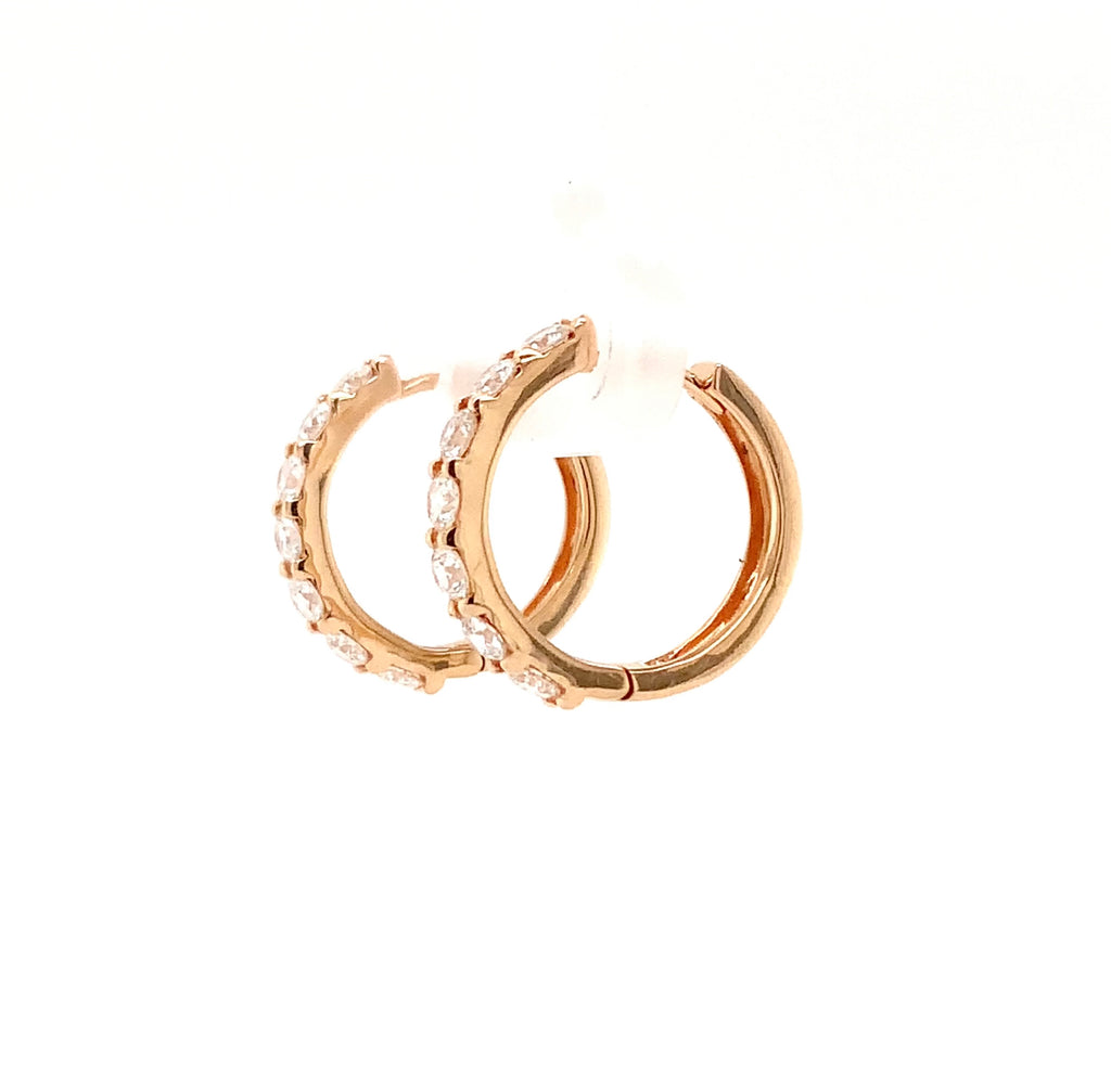 diamond 0.69cts huggie  earring.18 karat rose gold.
