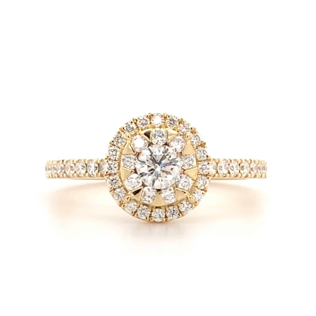 Memoire Bouquet Round Halo Diamond Engagement Ring  0.71ctw 18K Yellow Gold - Image 1 of 4