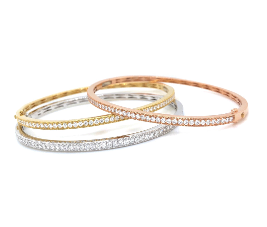 Memoire Milgrain Hinge Bangle Round Brilliant Cut Diamonds 0.76 ctw 18K White Gold - Image 7 of 7