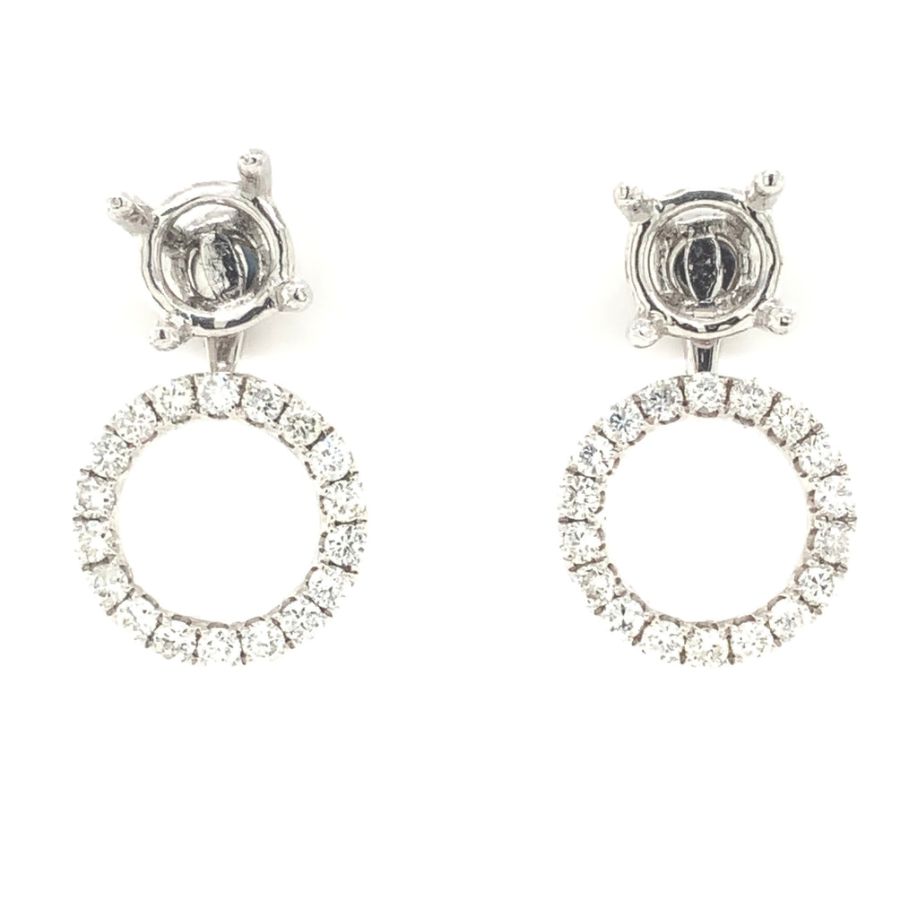 versatile diamond earring post mounting with diamond drops or earring jacket design in 18 kt white gold.