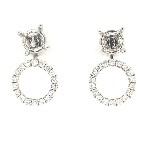 versatile diamond earring post mounting with diamond drops or earring jacket design in 18 kt white gold.