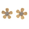 diamond flower pierced earrings set in sterling silver with yellow gold vermeil.