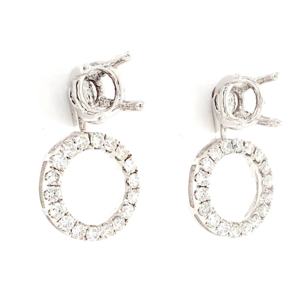 versatile diamond earring post mounting with diamond drops or earring jacket design in 18 kt white gold.