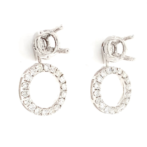 versatile diamond earring post mounting with diamond drops or earring jacket design in 18 kt white gold.
