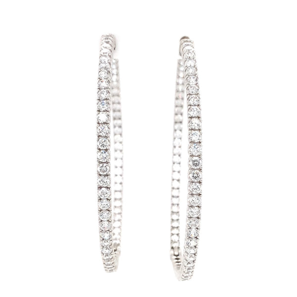 cz inside-out hoop earrings in gold color with secure lock