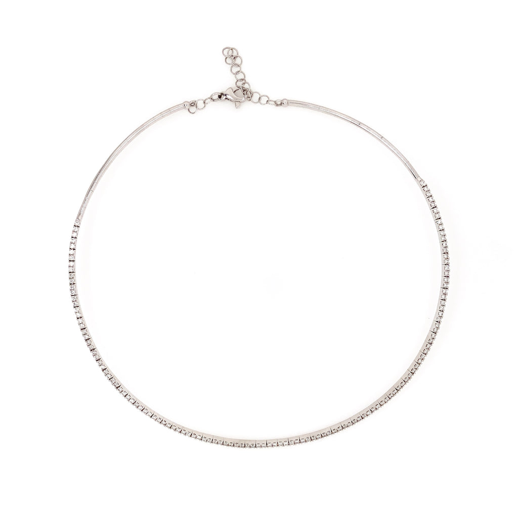a link collection flexible diamond choker necklace 18 kt white gold. 16 "  2.52 cts t.w.