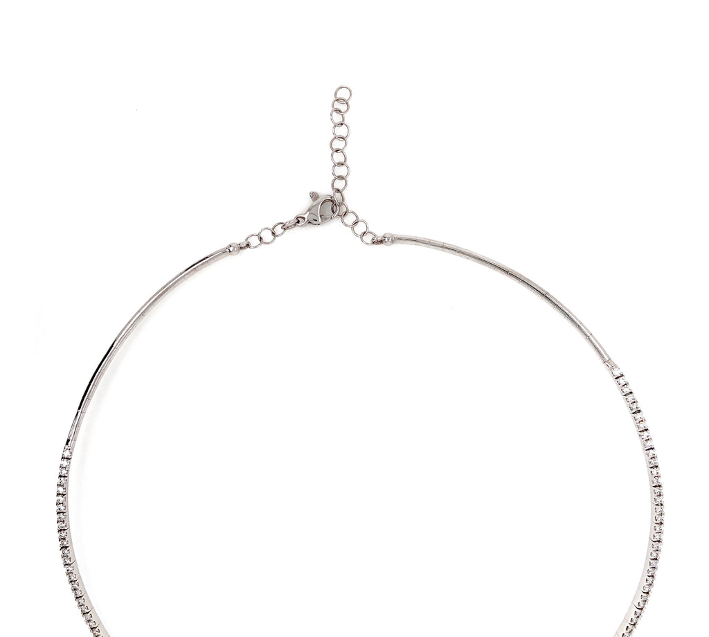 a link collection flexible diamond choker necklace 18 kt white gold. 16 "  2.52 cts t.w.