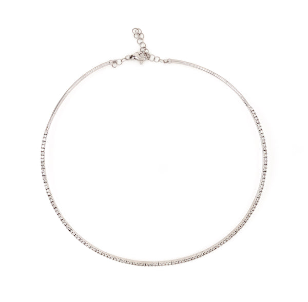 a link collection flexible diamond choker necklace 18 kt white gold. 16 "  2.52 cts t.w.