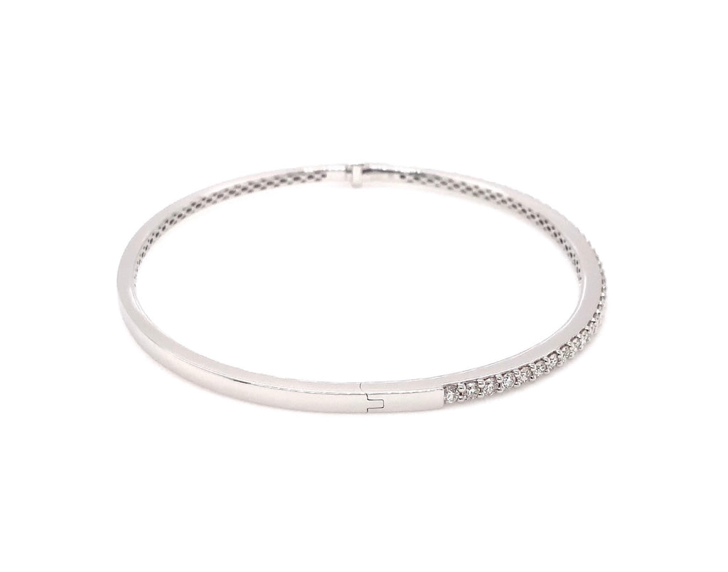 Memoire Diamond Bangle Round Brilliant Cut Diamonds 1.07 ctw 18K White Gold - Image 5 of 5