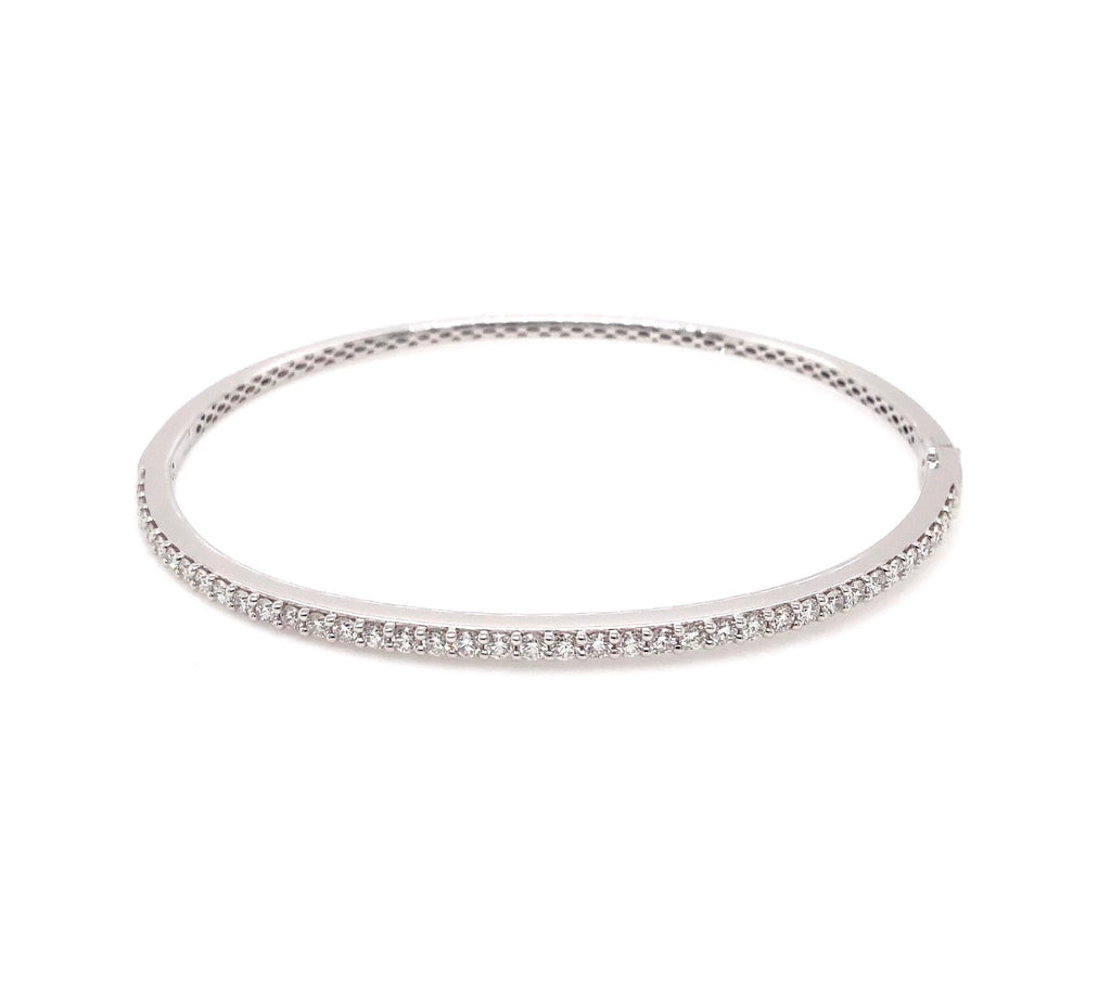 Memoire Diamond Bangle Round Brilliant Cut Diamonds 1.07 ctw 18K White Gold - Image 1 of 5