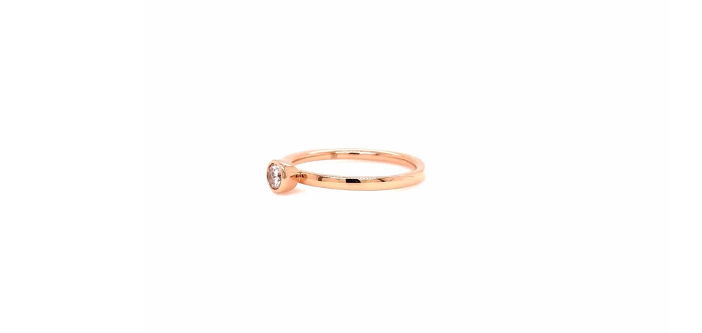 Memoire Round Diamond 0.16 Bezel Set Stackable Ring in 18 kt Rose Gold - Image 3 of 4