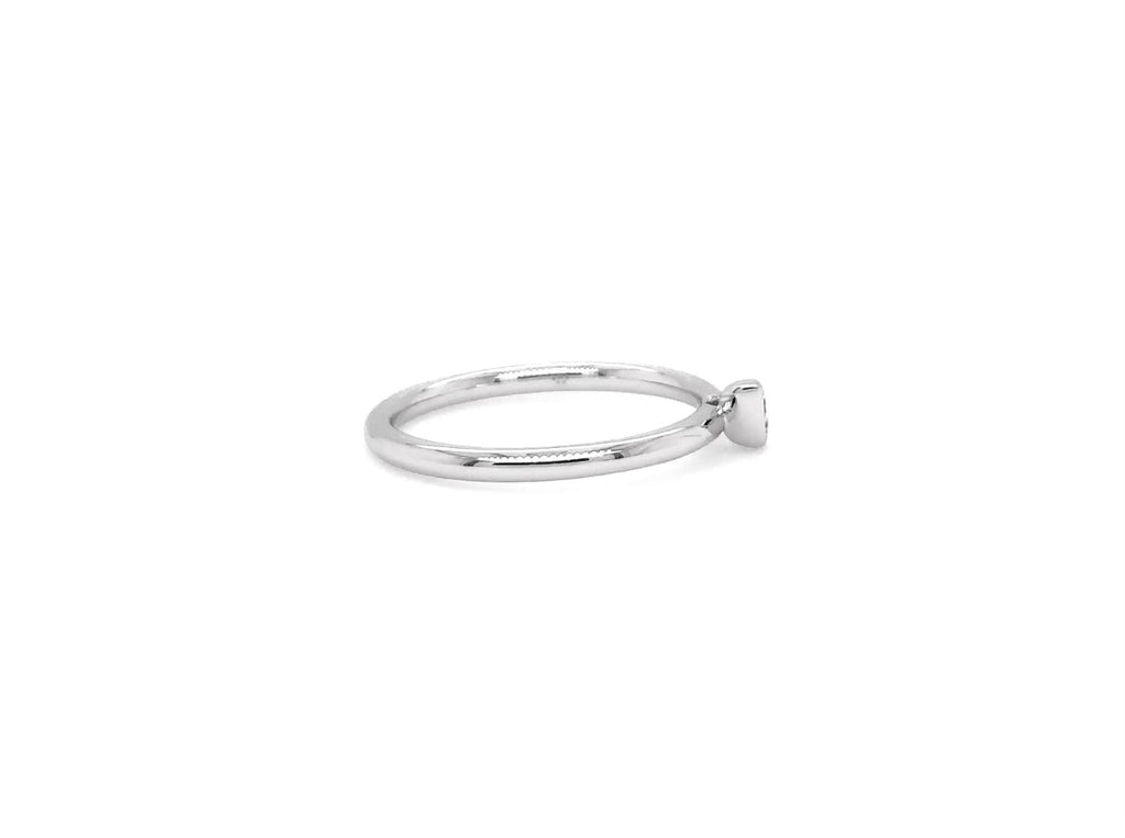 Memoire Pear Shaped Bezel Set Stackable Diamond 0.10 Ring 18 Kt White Gold - Image 2 of 5