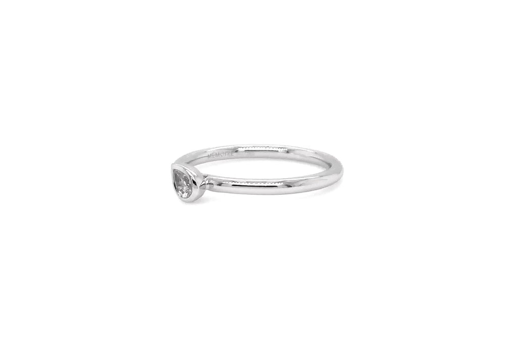 Memoire Pear Shaped Bezel Set Stackable Diamond 0.10 Ring 18 Kt White Gold - Image 4 of 5