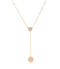 paved lariat round double sided necklace 14 karat yellow gold w/adjustable chain