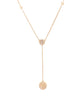 paved lariat round double sided necklace 14 karat yellow gold w/adjustable chain