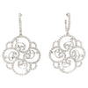 one of a kind pavée diamond filigree swirl drop earrings 18k white gold