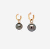 cultured large natural black south sea 15.5 mm pearl and diamond drop earrings 18k rose gold
