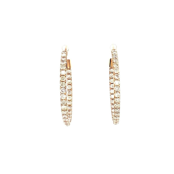 diamond hoop earrings french clip and post 18k rose gold diamond 1.76 ctw