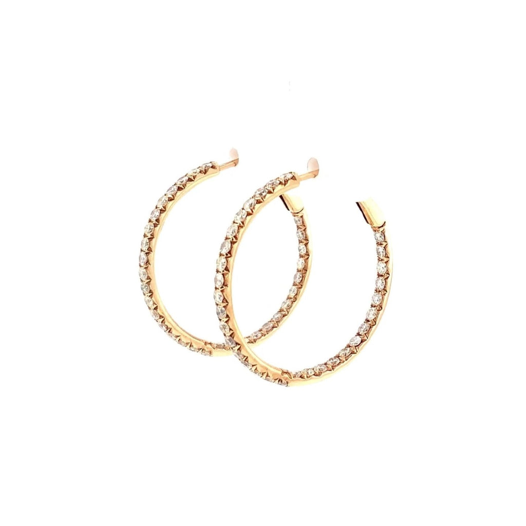 diamond hoop earrings french clip and post 18k rose gold diamond 1.76 ctw