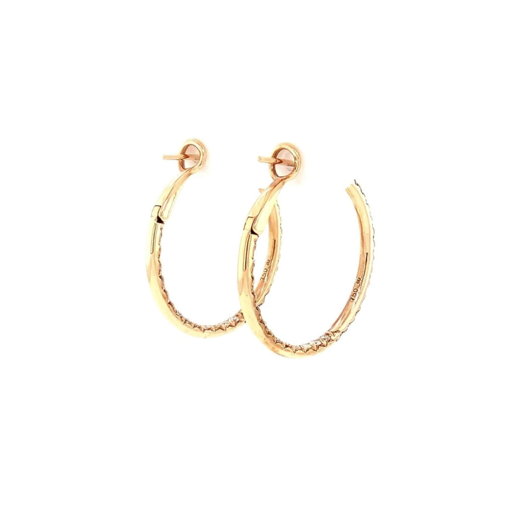 diamond hoop earrings french clip and post 18k rose gold diamond 1.76 ctw