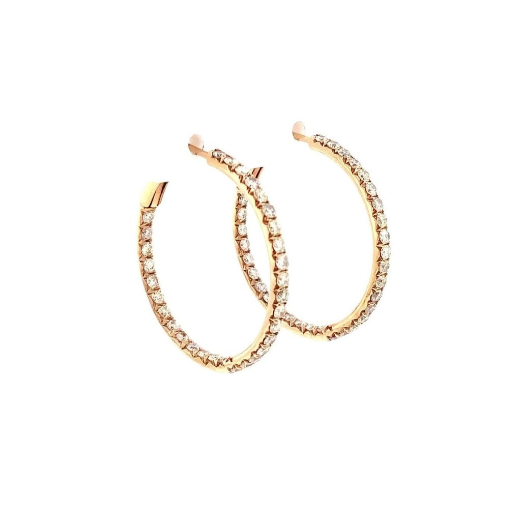diamond hoop earrings french clip and post 18k rose gold diamond 1.76 ctw